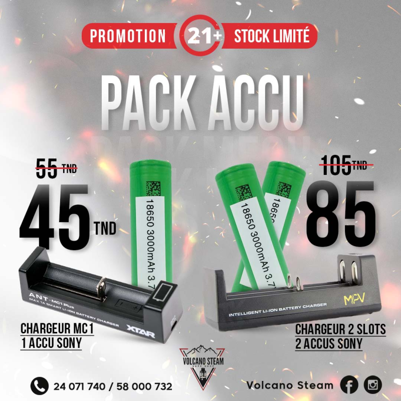 pack accu + chargeur Wotofo - 1