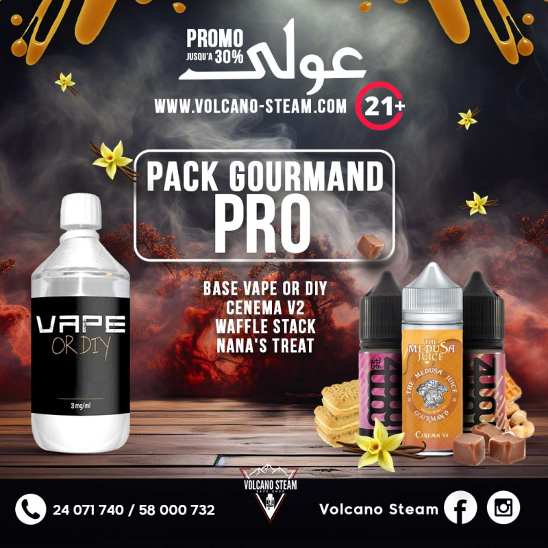 PACK 3oula PRO - 3 AROME GOURMANDS + 1L BASE Fighter fuel - 1